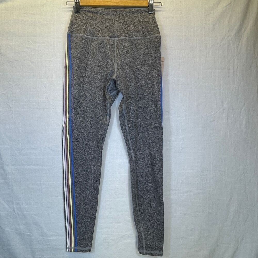 Spiritual Gangster Heather Gray 7/8 Compressive Rainbow Stripe Legging Small NWT